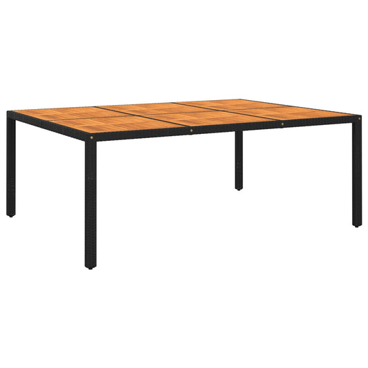 vidaXL Garden Table 200x150x75 cm Acacia Wood and Poly Rattan Black