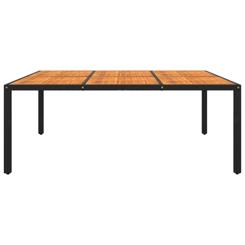 vidaXL Garden Table 200x150x75 cm Acacia Wood and Poly Rattan Black