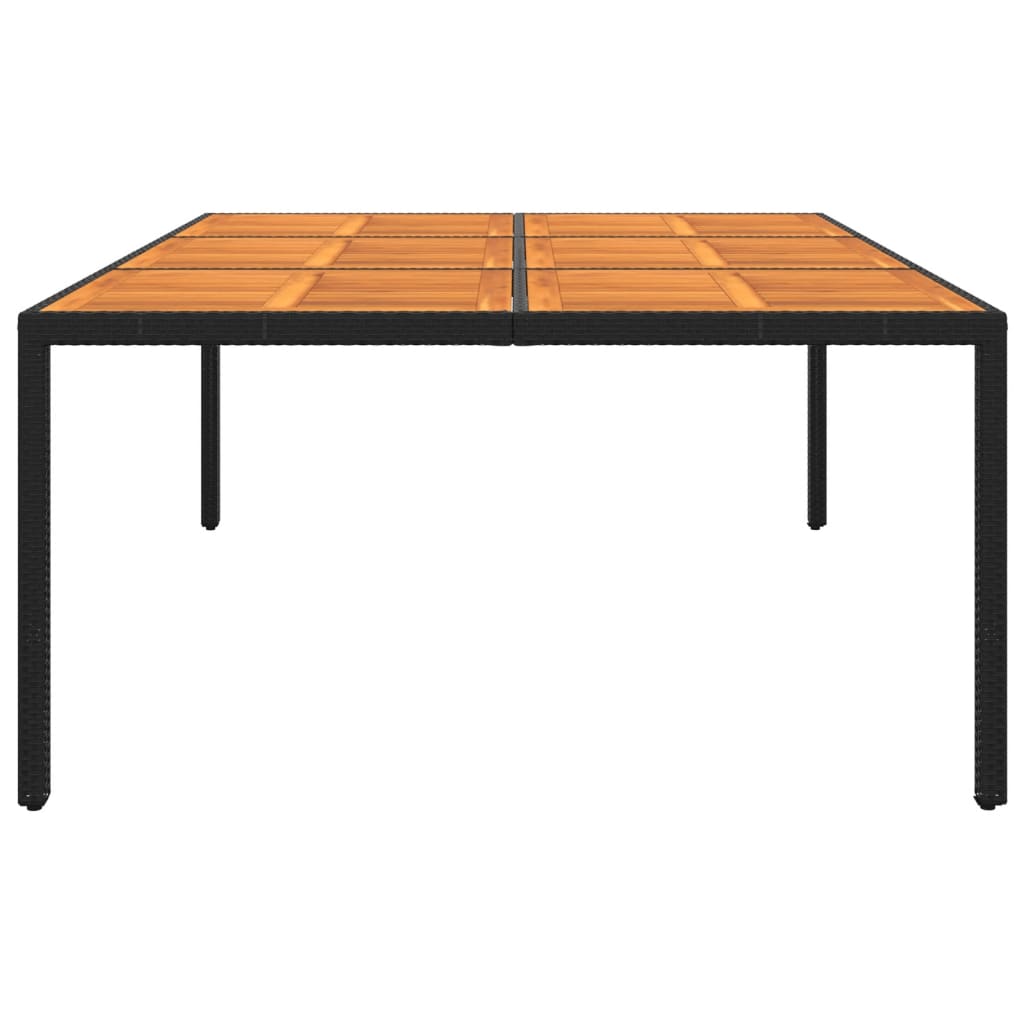 vidaXL Garden Table 200x150x75 cm Acacia Wood and Poly Rattan Black