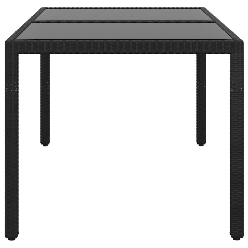 vidaXL Garden Table 150x90x75 cm Tempered Glass and Poly Rattan Black