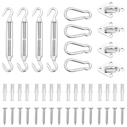 12 Piece Sunshade Sail Accessory Set Stainless Steel