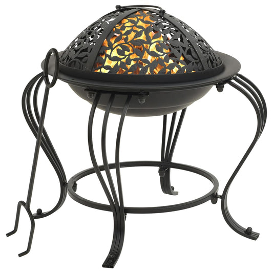 vidaXL Fire Pit with Poker 49 cm Steel at Willow and Wine!