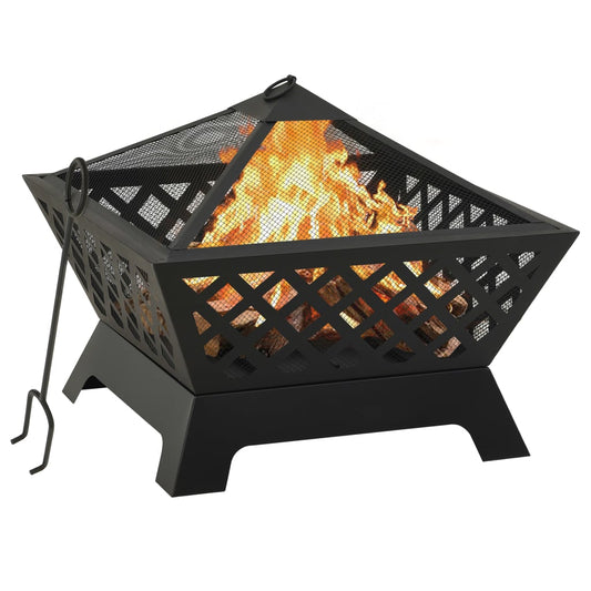 vidaXL Fire Pit with Poker 64 cm XXL Steel at Willow and Wine!