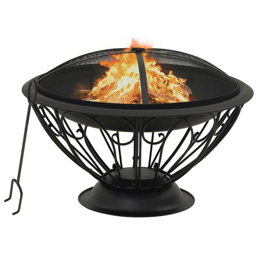 vidaXL Fire Pit with Poker 75 cm XXL Steel at Willow and Wine!