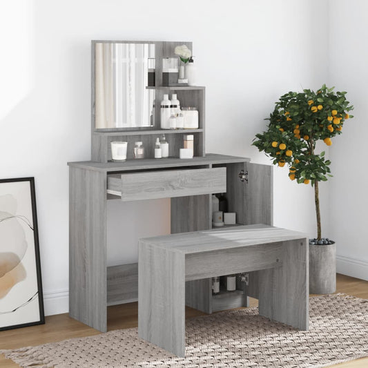 vidaXL Dressing Table Set Grey Sonoma 86.5x35x136 cm at Willow and Wine!