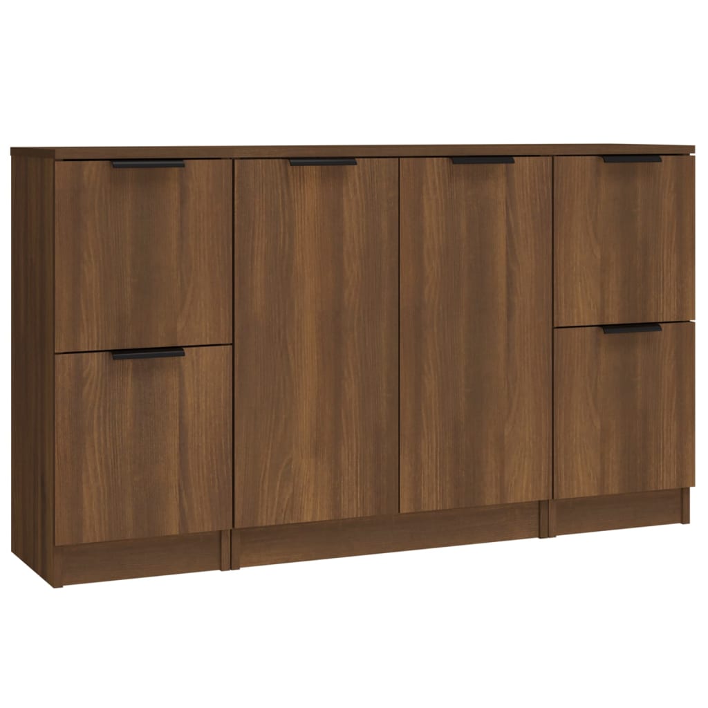 vidaXL Sideboards 3 pcs Brown Oak Engineered Wood