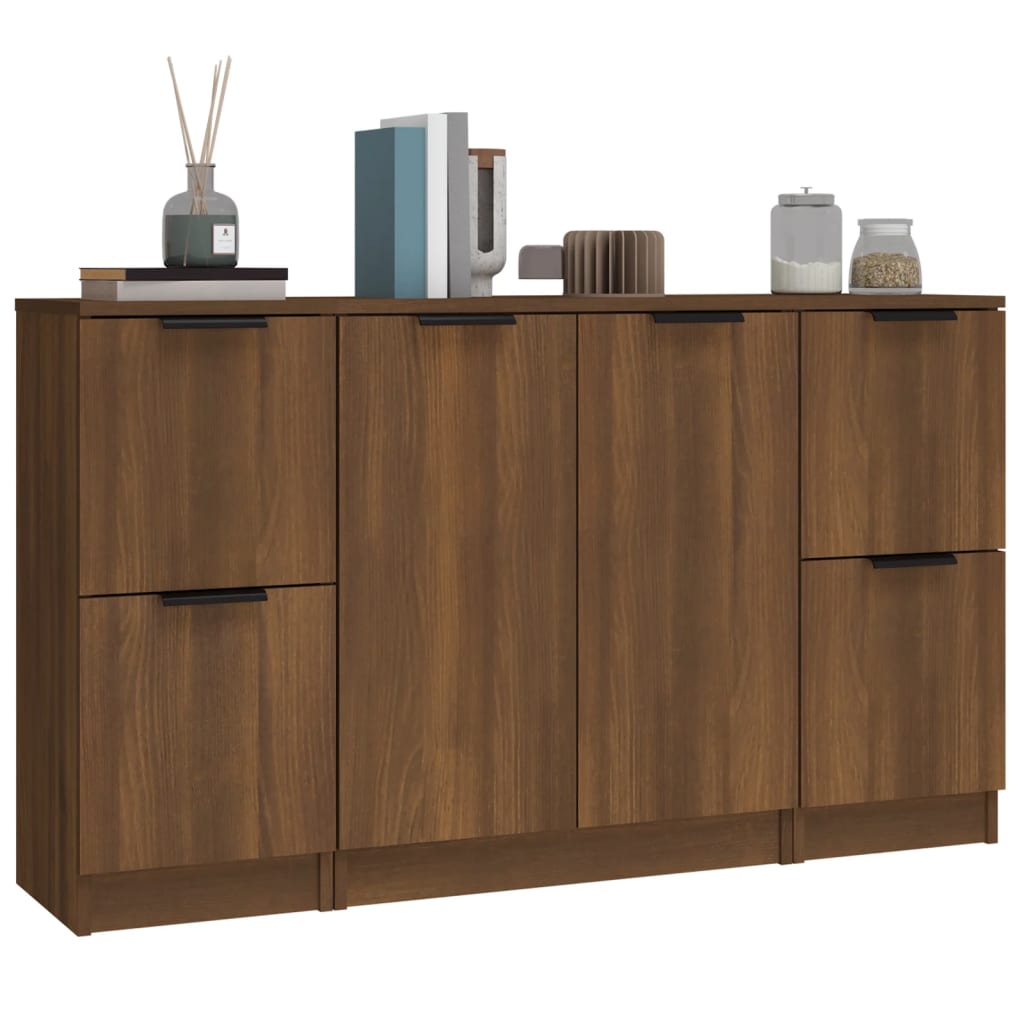 vidaXL Sideboards 3 pcs Brown Oak Engineered Wood