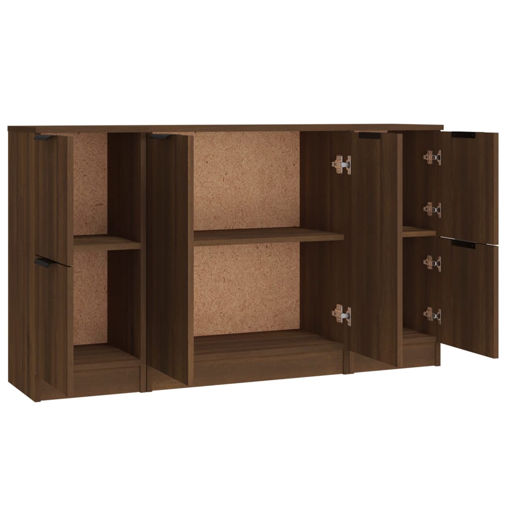 vidaXL Sideboards 3 pcs Brown Oak Engineered Wood