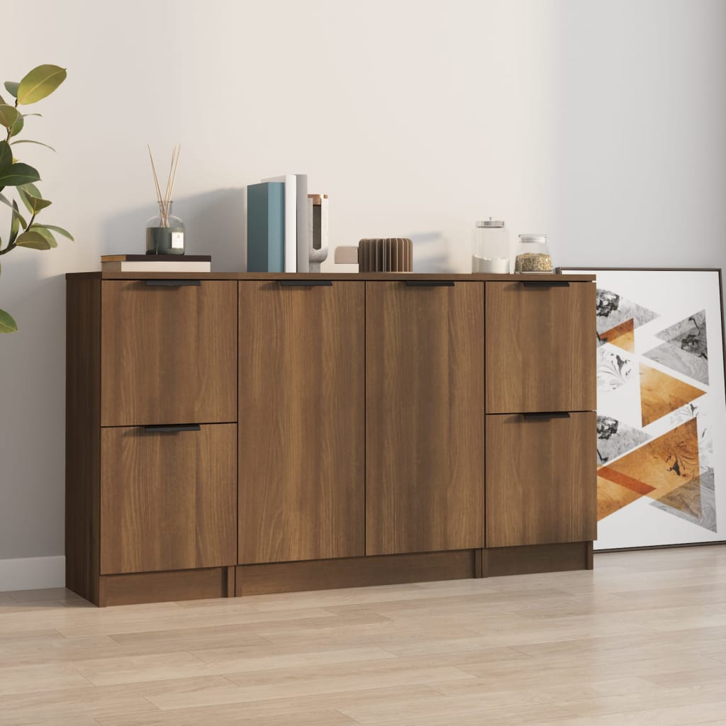 vidaXL Sideboards 3 pcs Brown Oak Engineered Wood