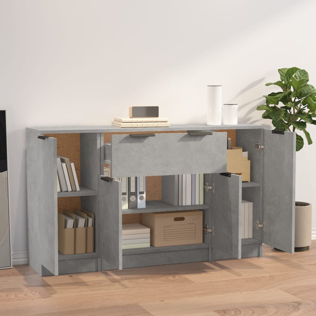 vidaXL Sideboards 3 pcs Concrete Grey Engineered Wood