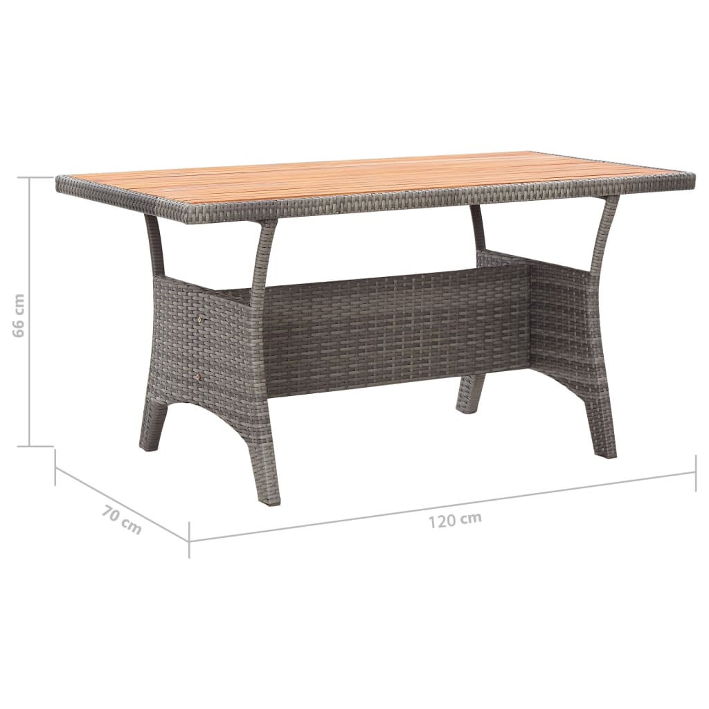 vidaXL Garden Table Grey 120x70x66 cm Solid Acacia Wood