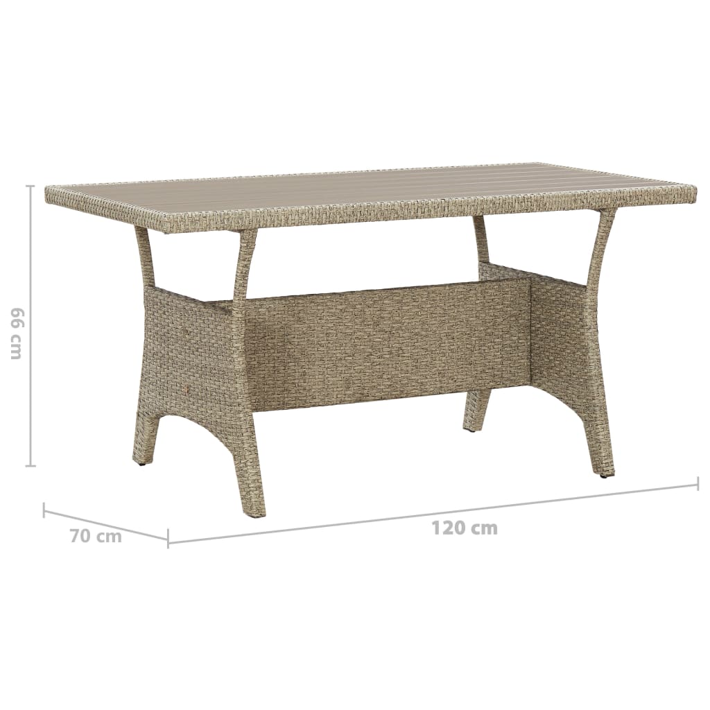 vidaXL Garden Table Grey 120x70x66 cm Poly Rattan