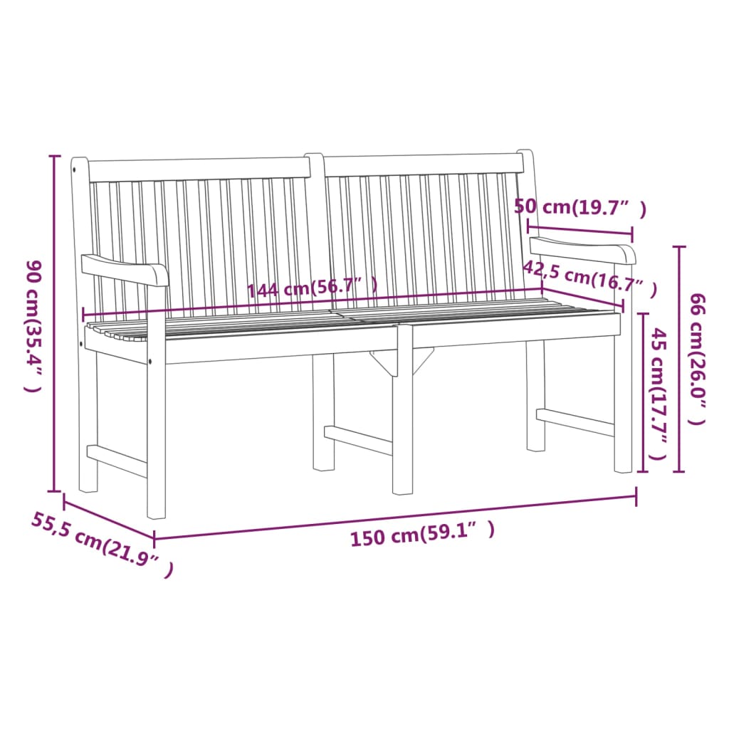 garden-bench-150-cm-solid-acacia-wood At Willow and Wine