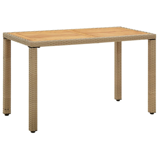 vidaXL Garden Table Beige 123x60x74 cm Poly Rattan&Solid Wood Acacia at Willow and Wine!