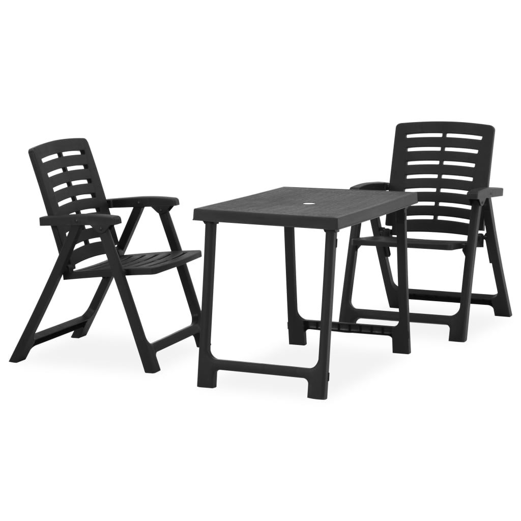 vidaXL 3 Piece Folding Bistro Set Plastic Grey at Willow and Wine!