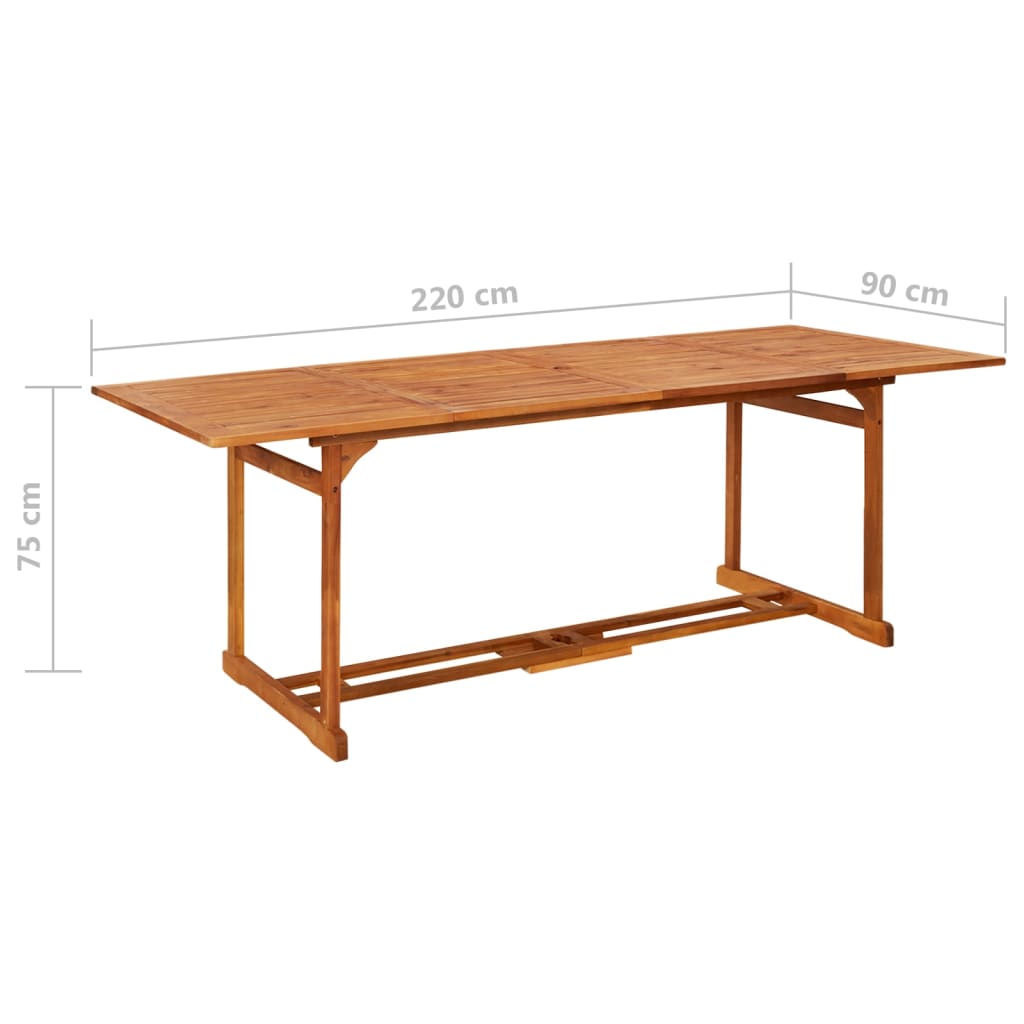 vidaXL Garden Dining Table 220x90x75 cm Solid Acacia Wood