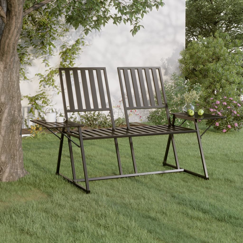 vidaXL 2-Seater Garden Bench 165 cm Black Steel at Willow and Wine!