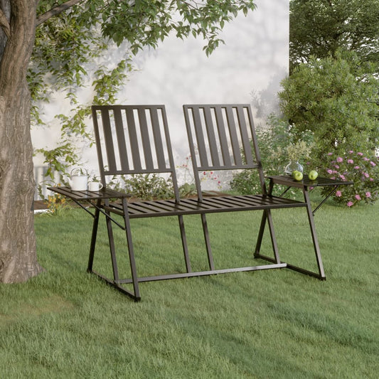 vidaXL 2-Seater Garden Bench 165 cm Black Steel at Willow and Wine!