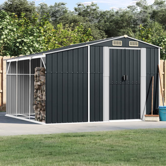 vidaXL Garden Shed Anthracite 277x279x179 cm Galvanised Steel at Willow and Wine!