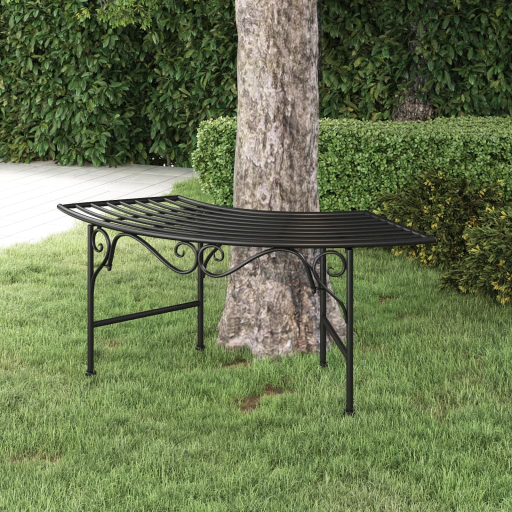 vidaXL Tree Bench 113 cm Black Steel at Willow and Wine!