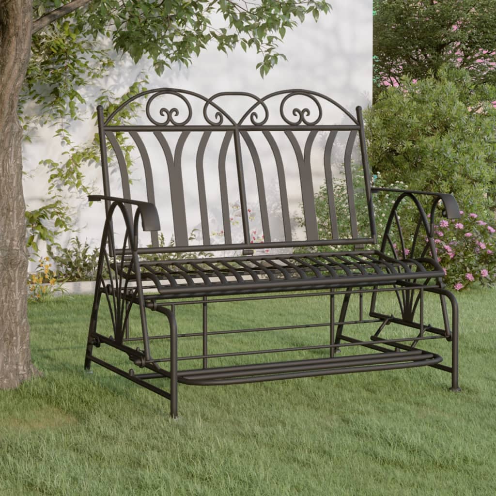 vidaXL 2-Seater Glider Bench 114 cm Black Steel at Willow and Wine!