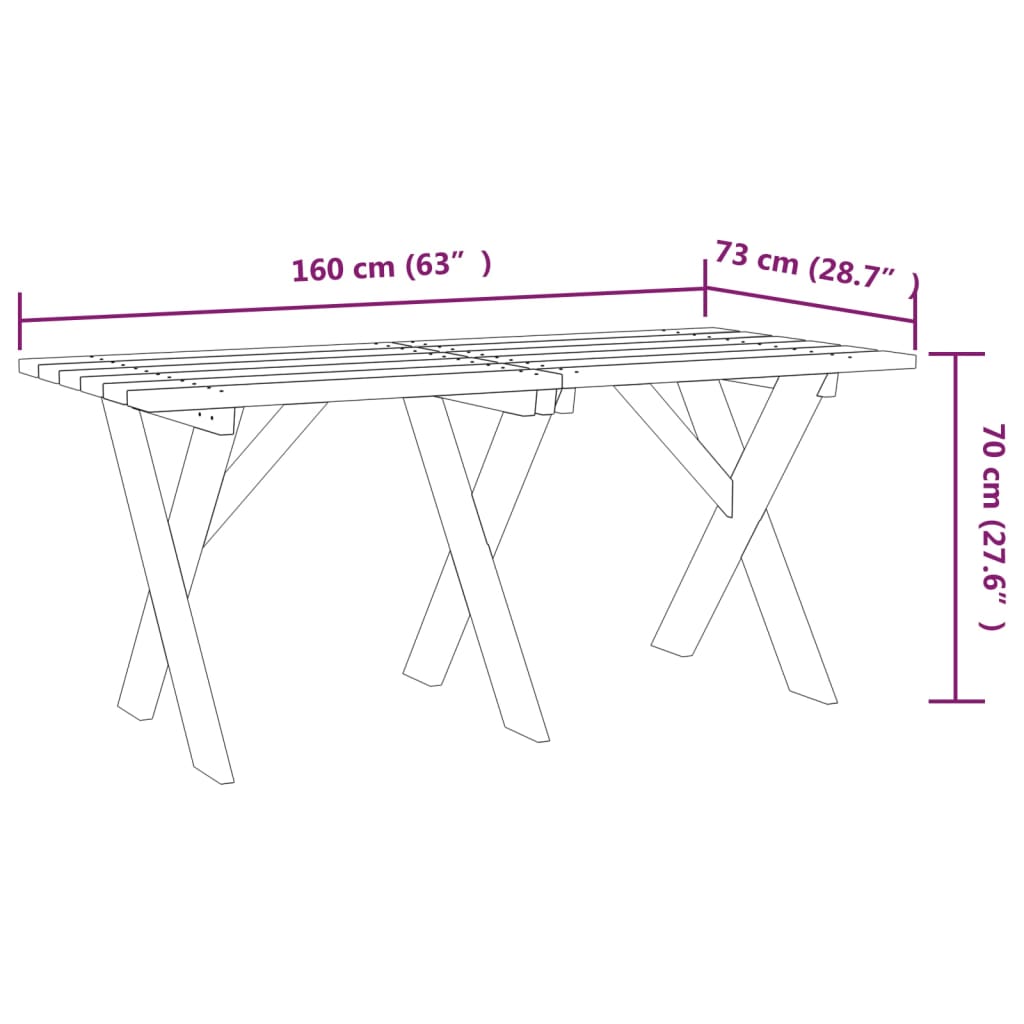 Garden Table 160x73x70 cm Impregnated Pinewood at Willow and Wine!