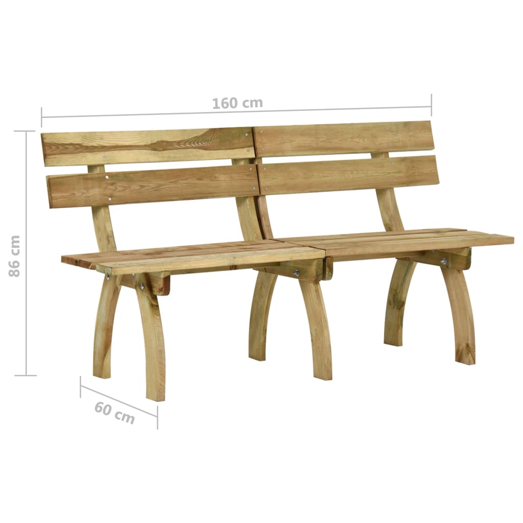 vidaXL Garden Bench 160 cm Impregnated Pinewood