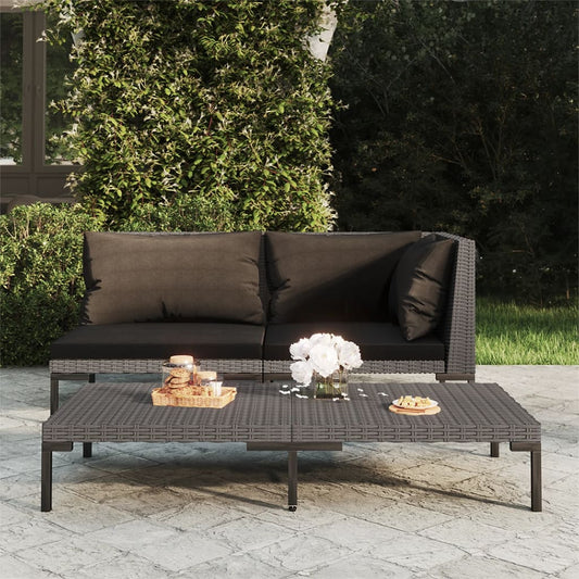 vidaXL Garden Coffee Table Dark Grey Half Round Poly Rattan at Willow and Wine!