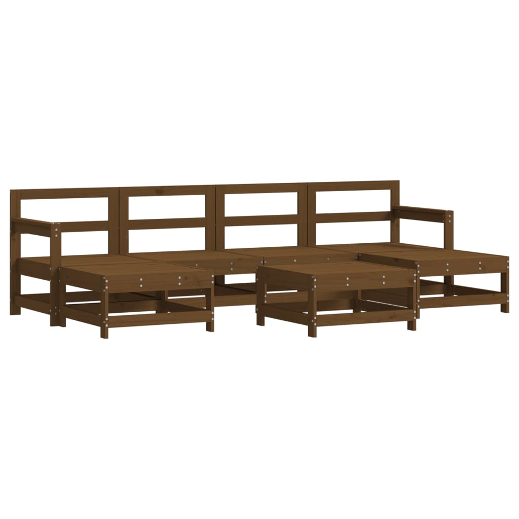 vidaXL 7 Piece Garden Lounge Set Honey Brown Solid Wood Pine