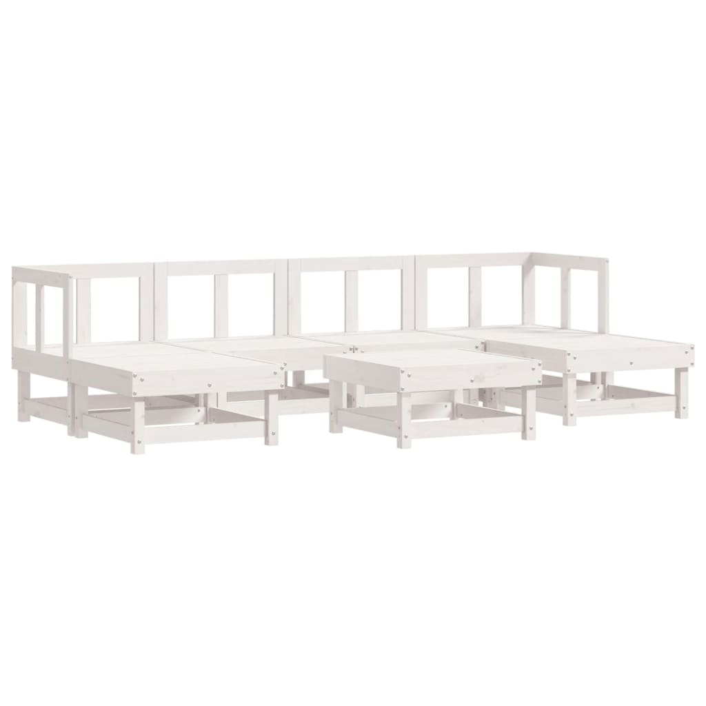 vidaXL 7 Piece Garden Lounge Set White Solid Wood Pine