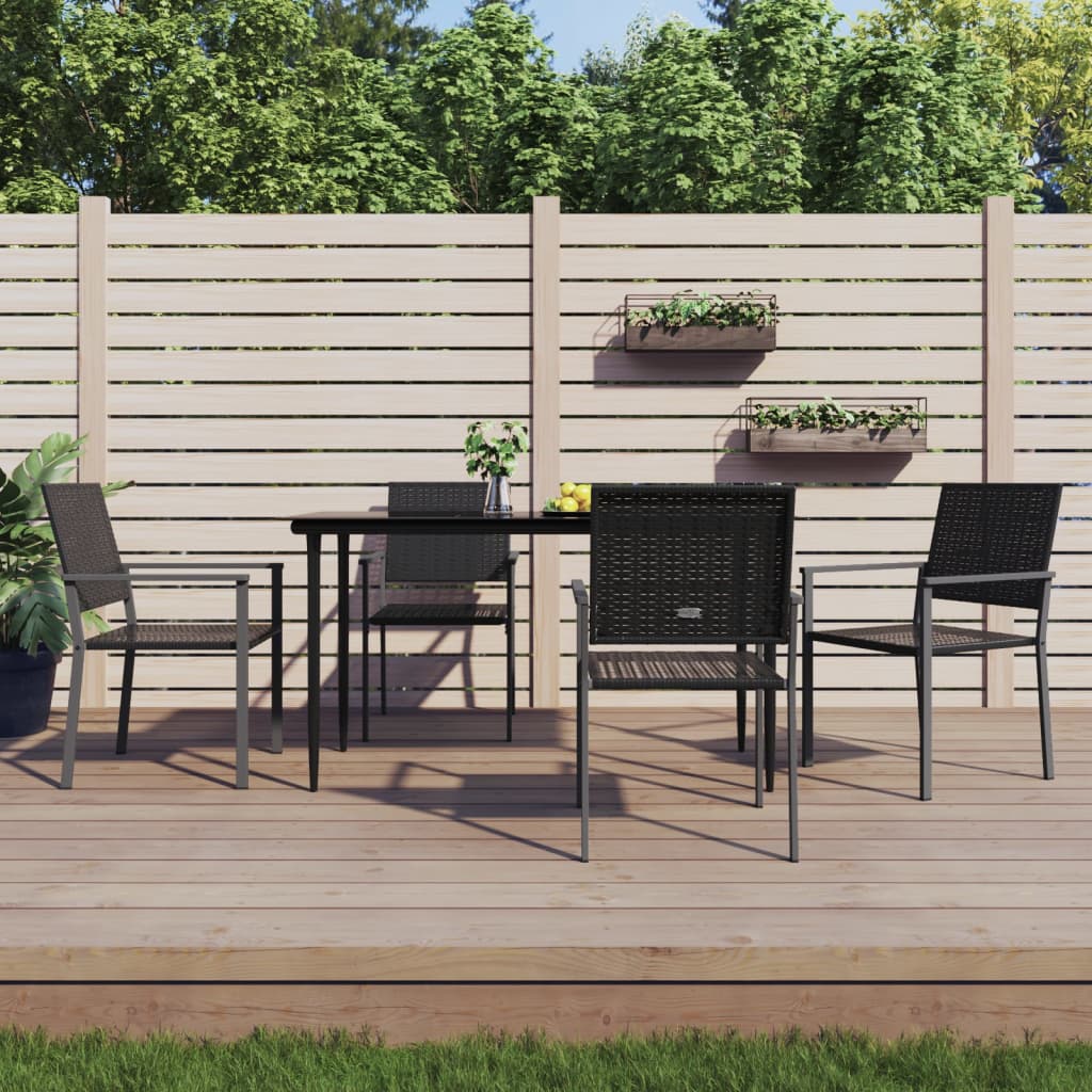 vidaXL Garden Chairs 4 pcs Black 54x62.5x89 cm Poly Rattan at Willow and Wine!