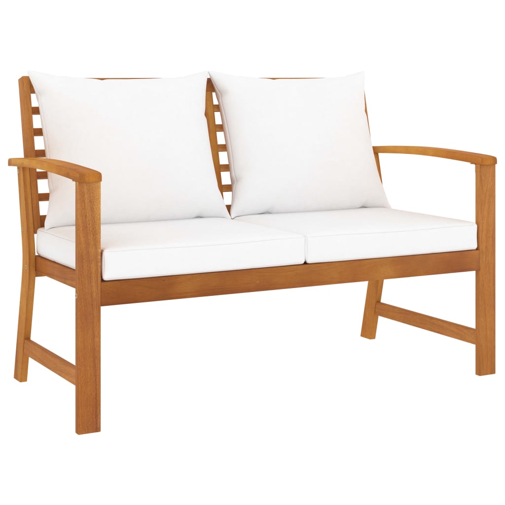 vidaXL Garden Bench 120 cm with Cream Cushion Solid Wood Acacia at Willow and Wine!