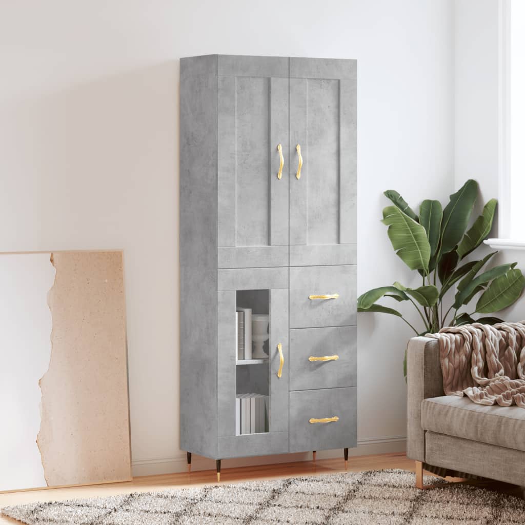 vidaXL Highboard Grey Sonoma 69.5x34x180 cm Engineered Wood