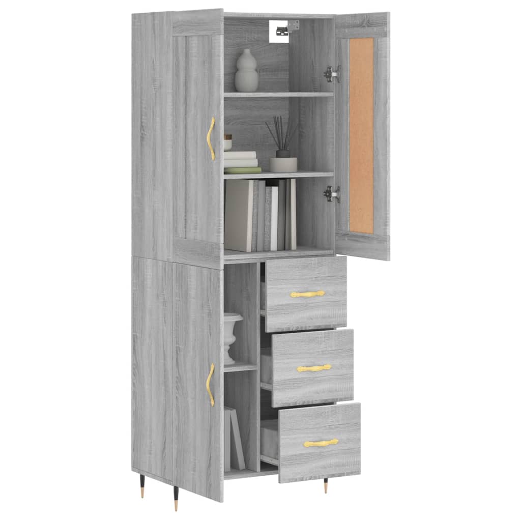 vidaXL Highboard Grey Sonoma 69.5x34x180 cm Engineered Wood