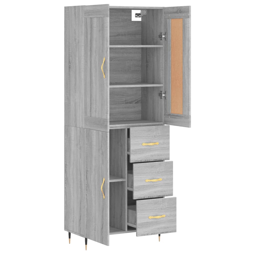 vidaXL Highboard Grey Sonoma 69.5x34x180 cm Engineered Wood