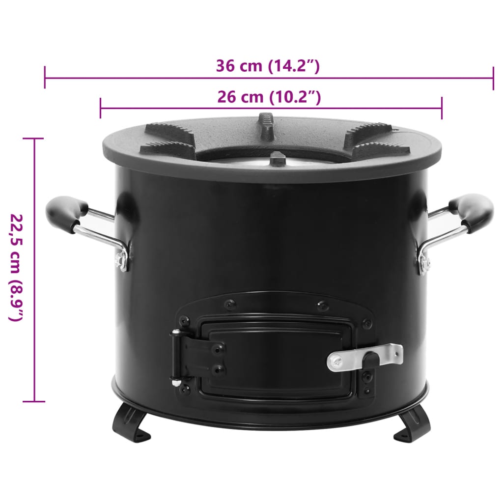 vidaXL Camping Wood Stove Black 36x26x22.5 cm Metal