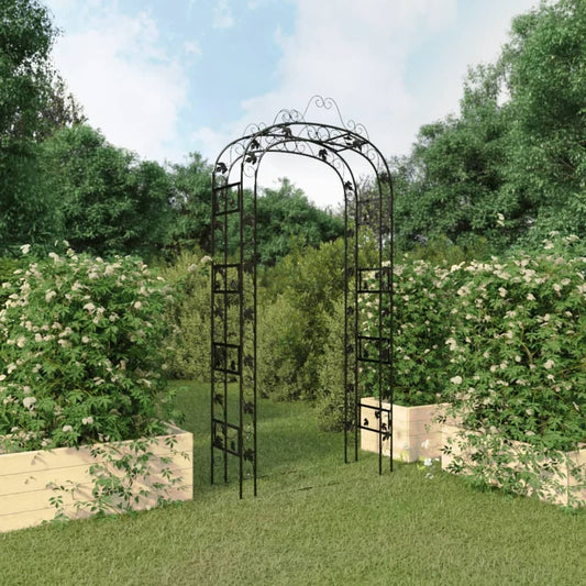 vidaXL Garden Arch Black 116x45x240 cm Steel at Willow and Wine!