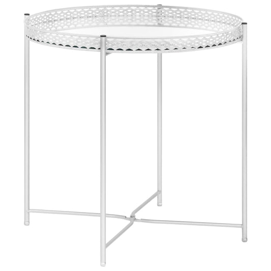 vidaXL Side Table Silver 40x40x41 cm Glass at Willow and Wine!