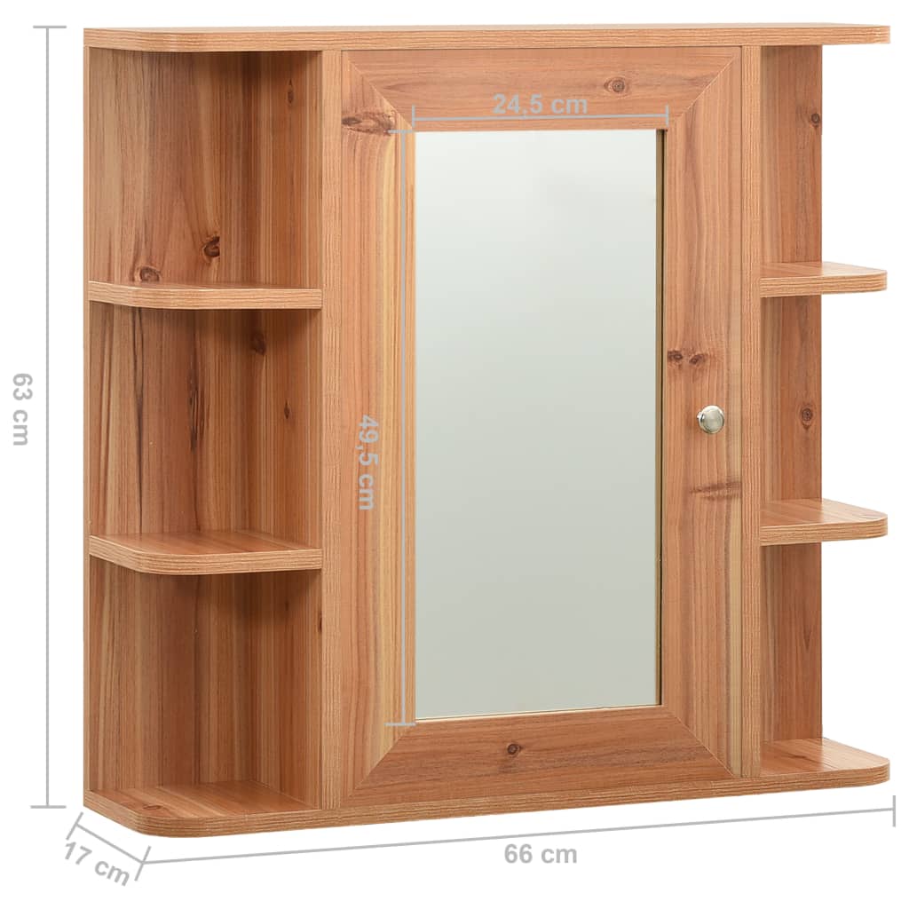 vidaXL Bathroom Mirror Cabinet Oak 66x17x63 cm MDF