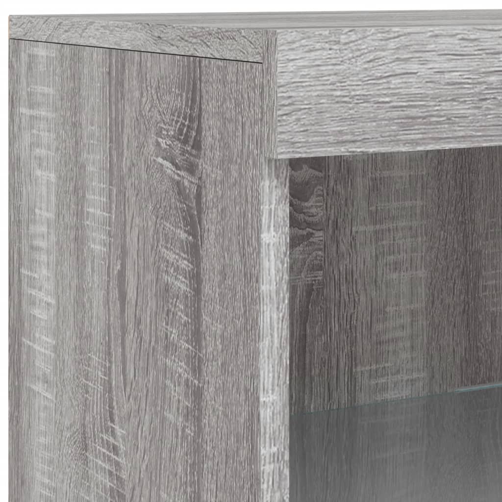 Sideboard with LED Lights Grey Sonoma 202x37x100 cm