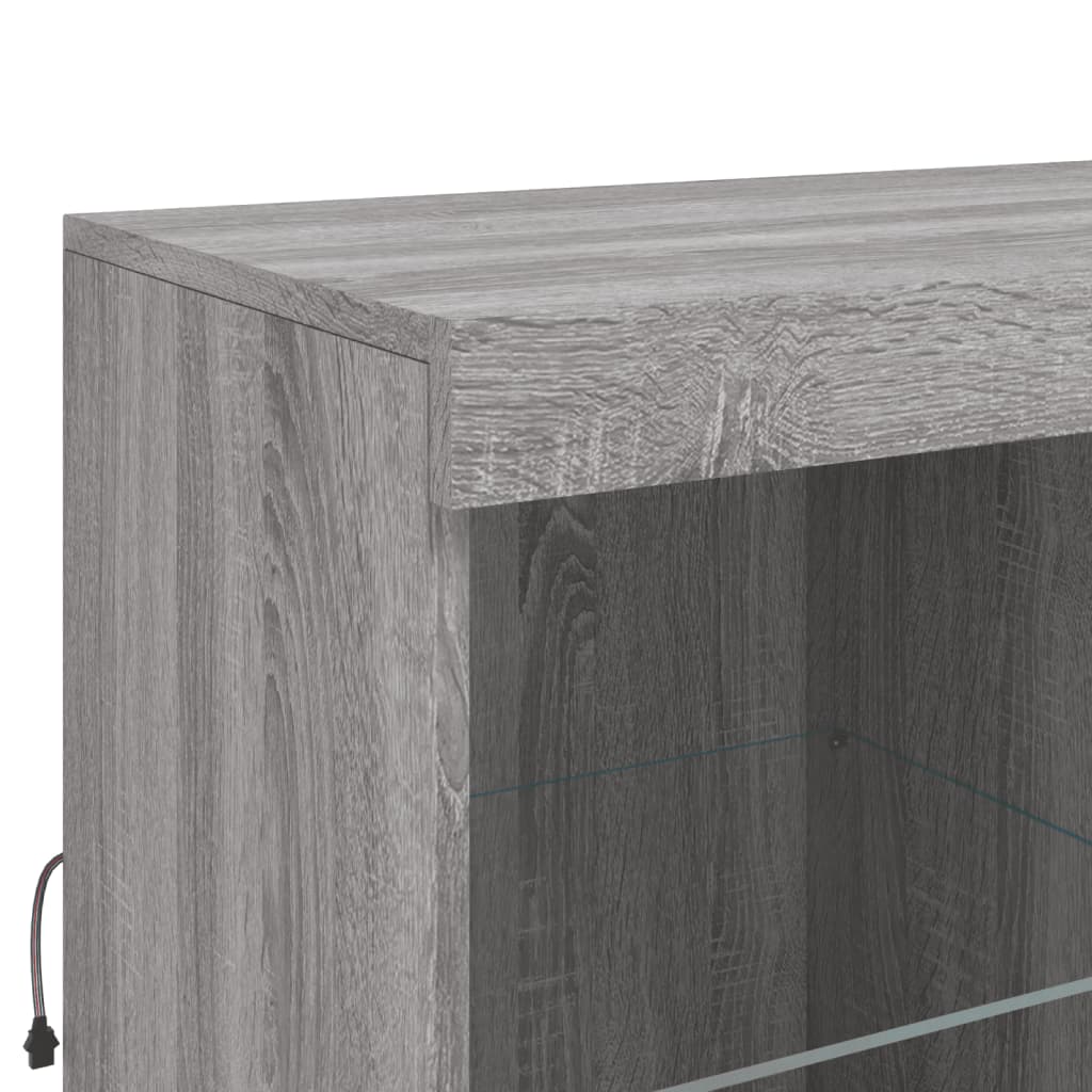 Sideboard with LED Lights Grey Sonoma 283x37x100 cm