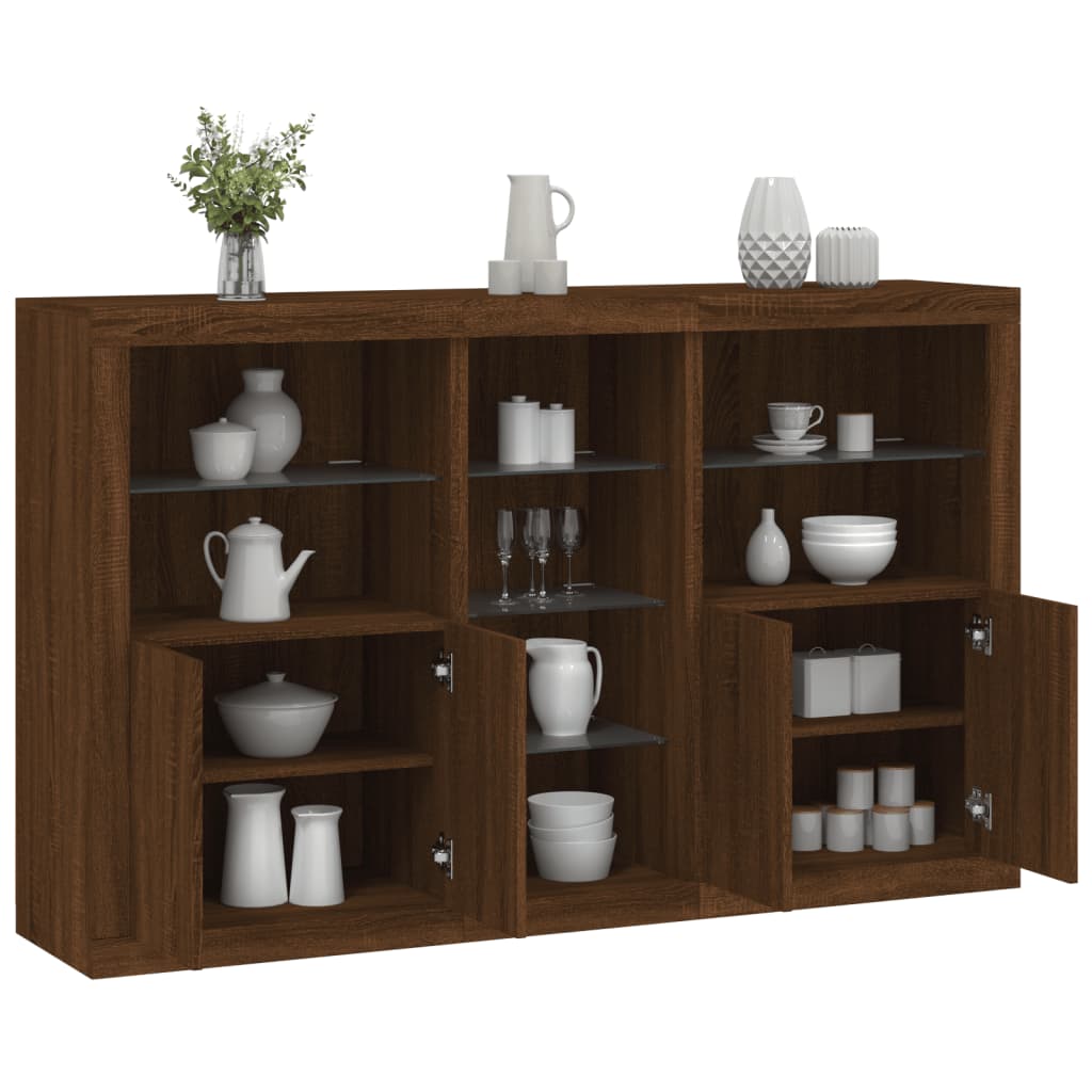 vidaXL Sideboard with LED Lights Sonoma Oak 162x37x100 cm