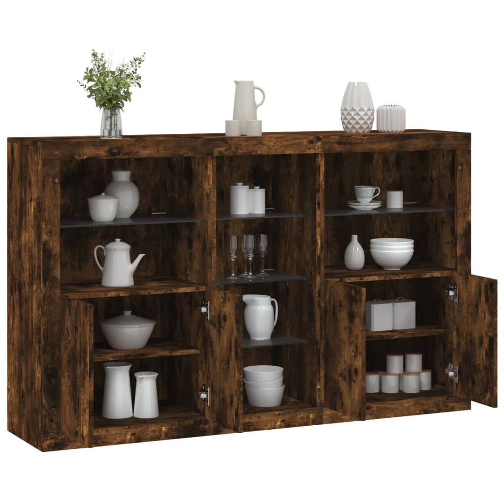 vidaXL Sideboard with LED Lights Sonoma Oak 162x37x100 cm