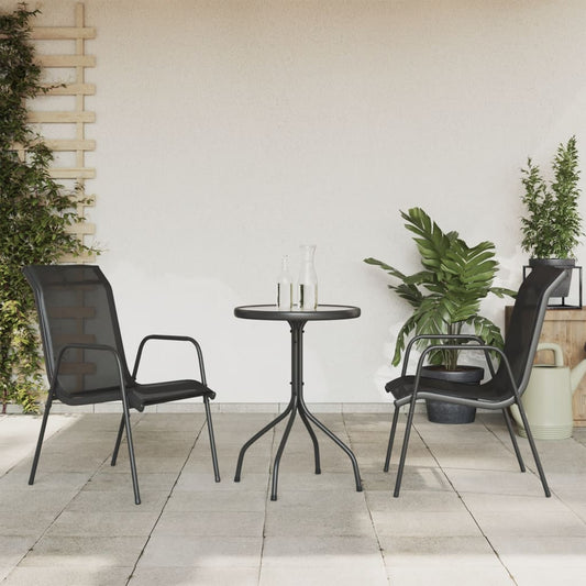 vidaXL 3 Piece Garden Dining Set Black Steel at Willow and Wine!