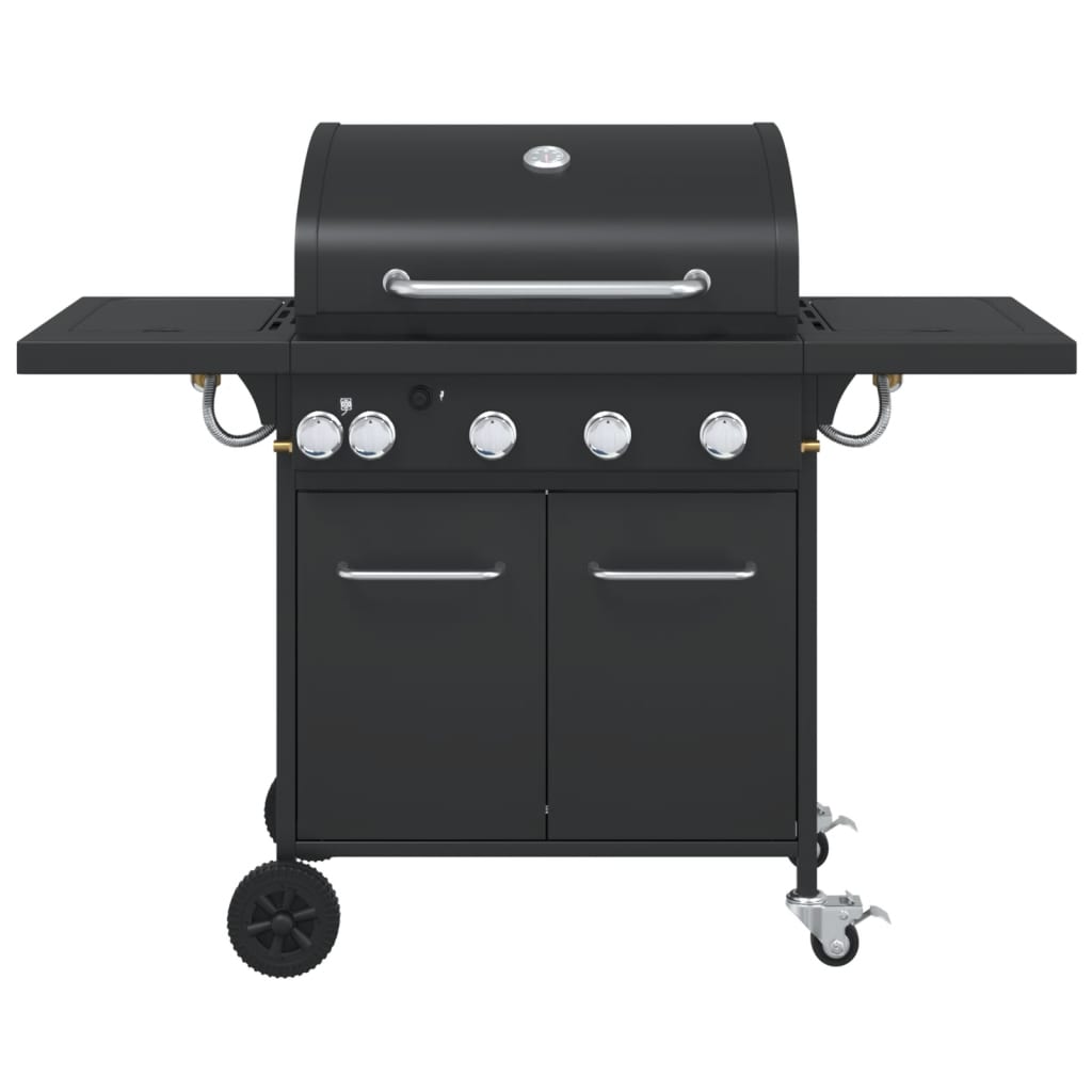 vidaXL Gas BBQ Grill with 5 Burners Black Powder-coated Steel