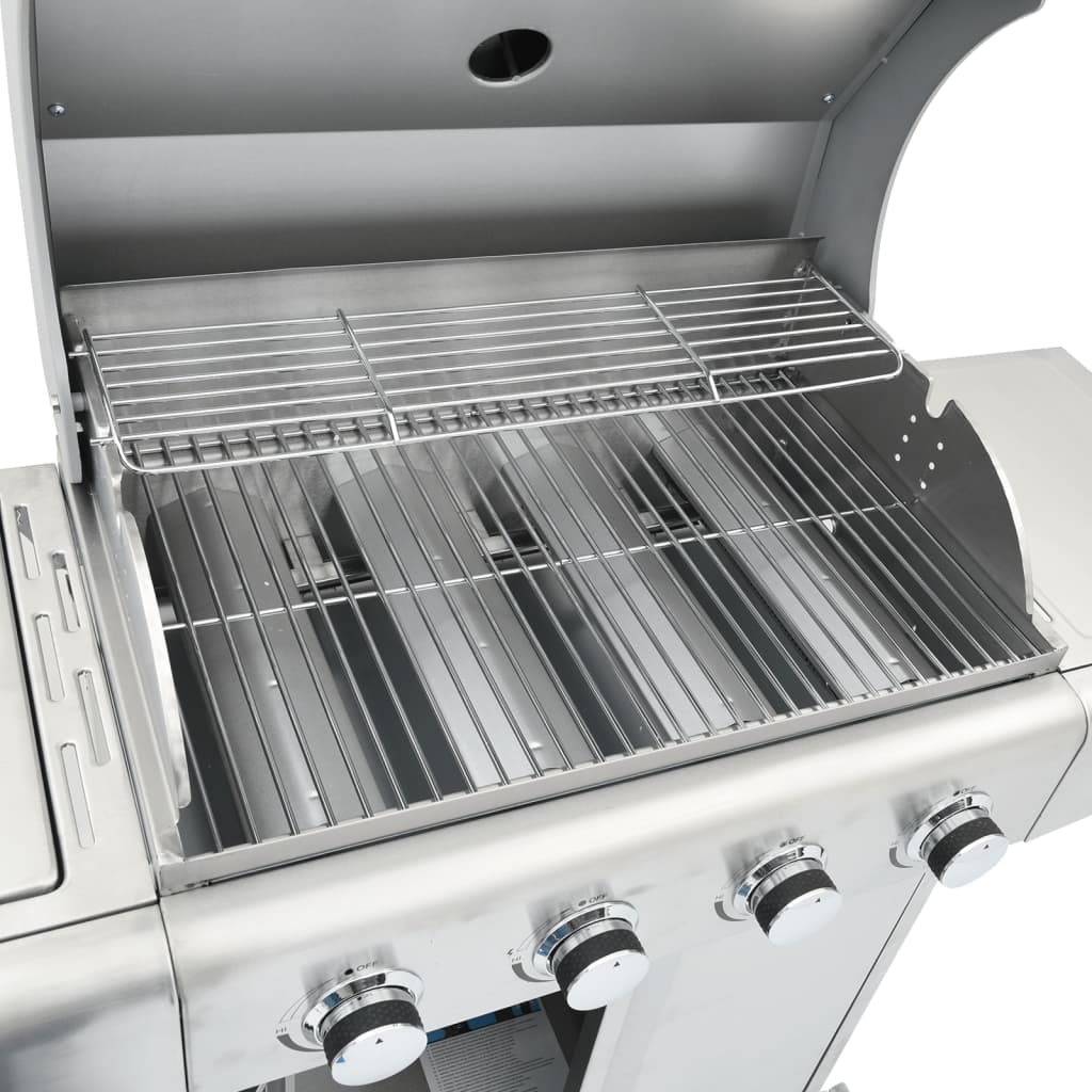 vidaXL Gas BBQ Grill with 5 Burners Silver Stainless Steel