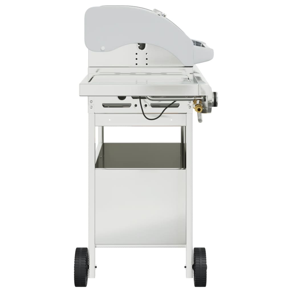 vidaXL Gas BBQ Grill with 4 Burners Silver Stainless Steel