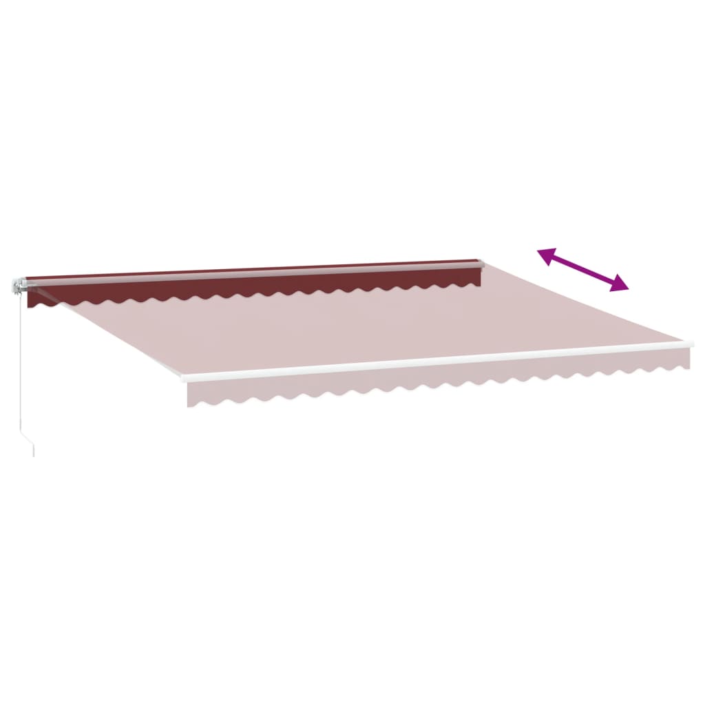 vidaXL Manual Retractable Awning Burgundy 500x300 cm