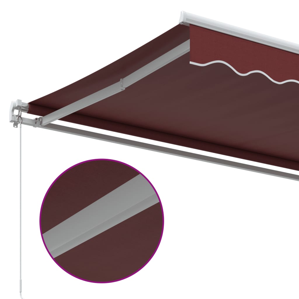 vidaXL Manual Retractable Awning Burgundy 500x300 cm