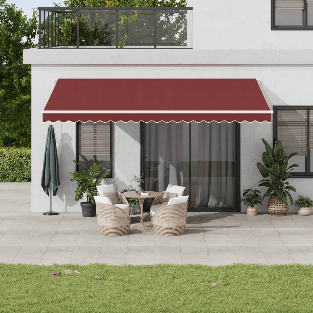 vidaXL Manual Retractable Awning Burgundy 500x300 cm